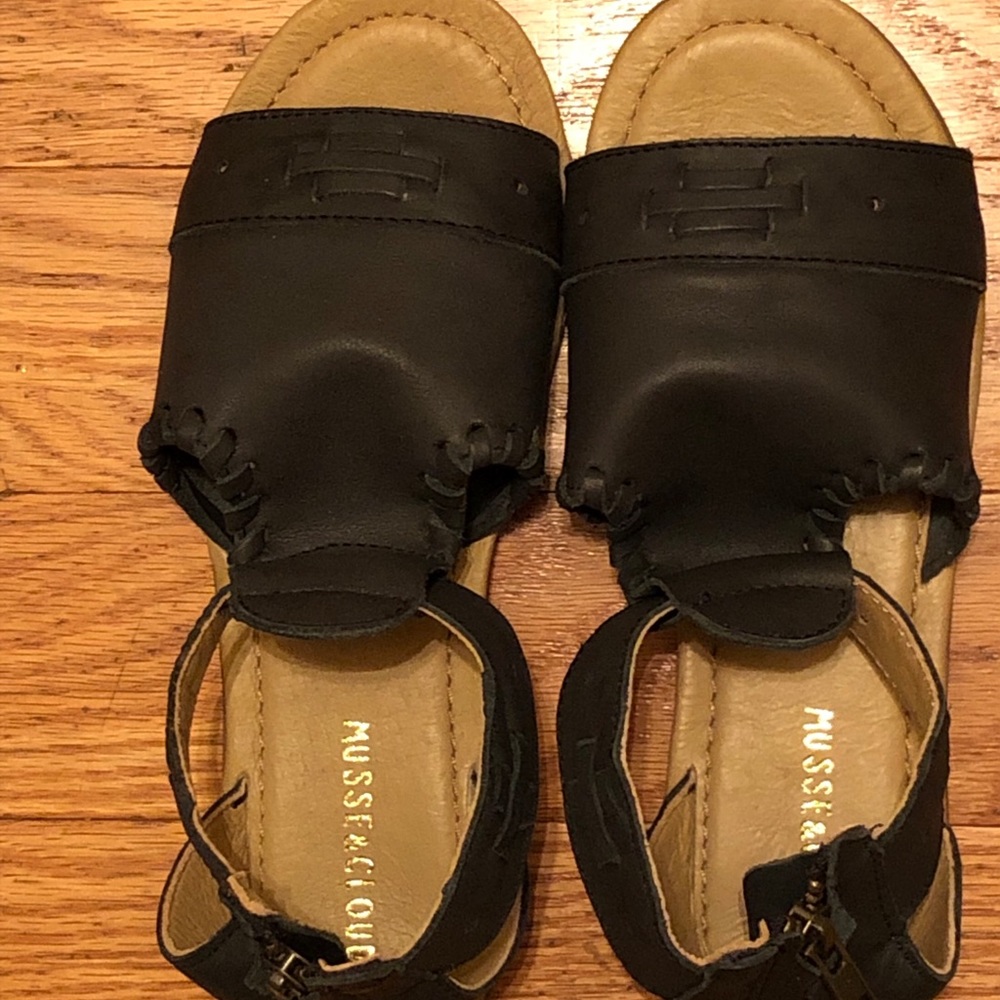 Black Zipper Back Sandals NWOT